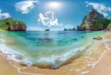 Praia do Sancho, em Fernando de Noronha